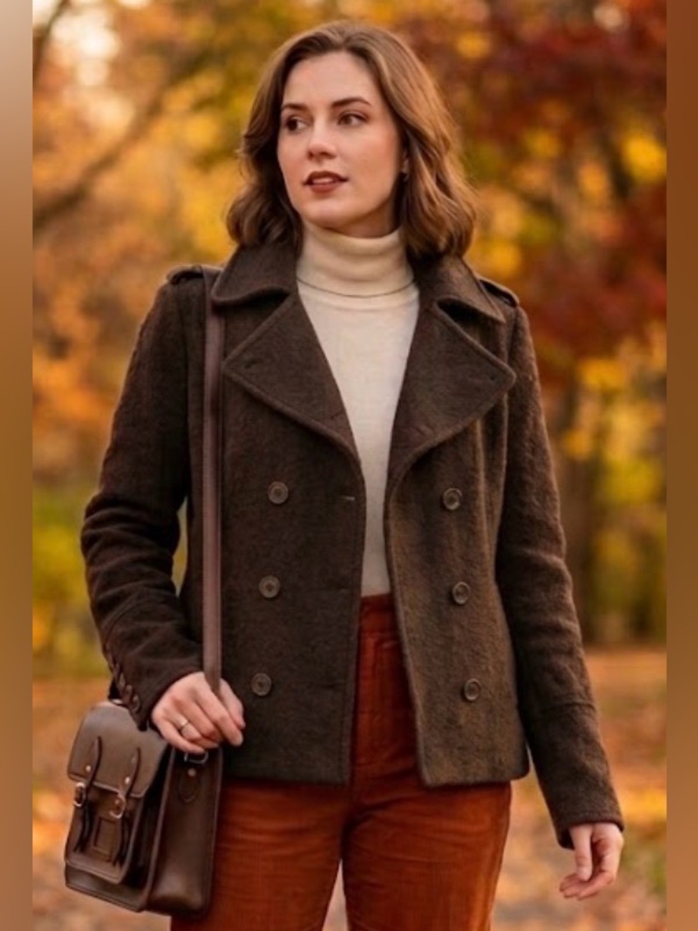 Vintage Cropped Double Breasted Military Style Peacoat